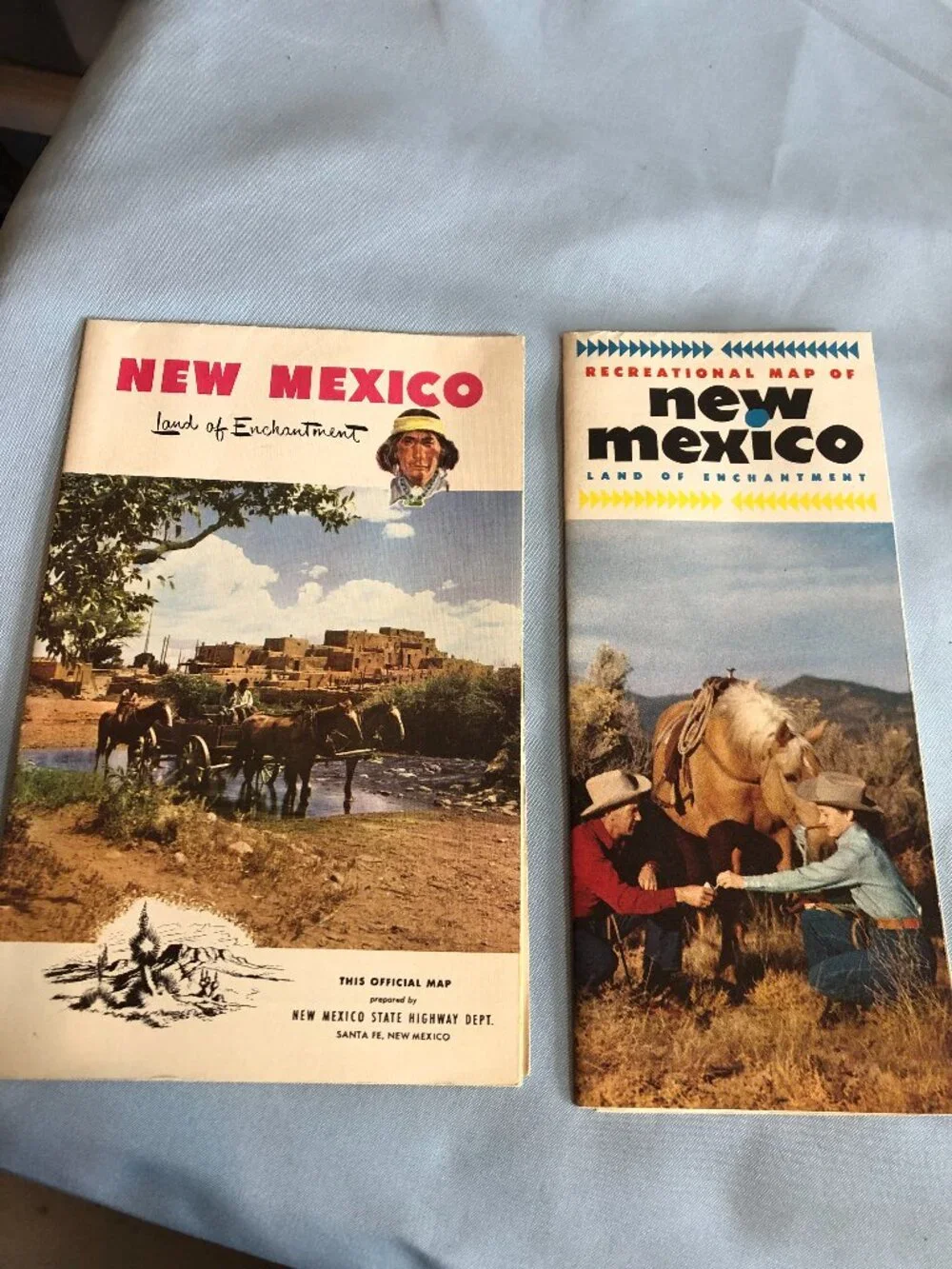 VINTAGE LOT of 2 NEW MEXICO Maps - 1952 Recreational & Road Map #F5